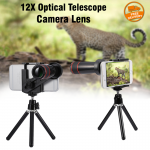  Universal 12X Optical Telescope Camera Lens & Tripod for Mobile Phones